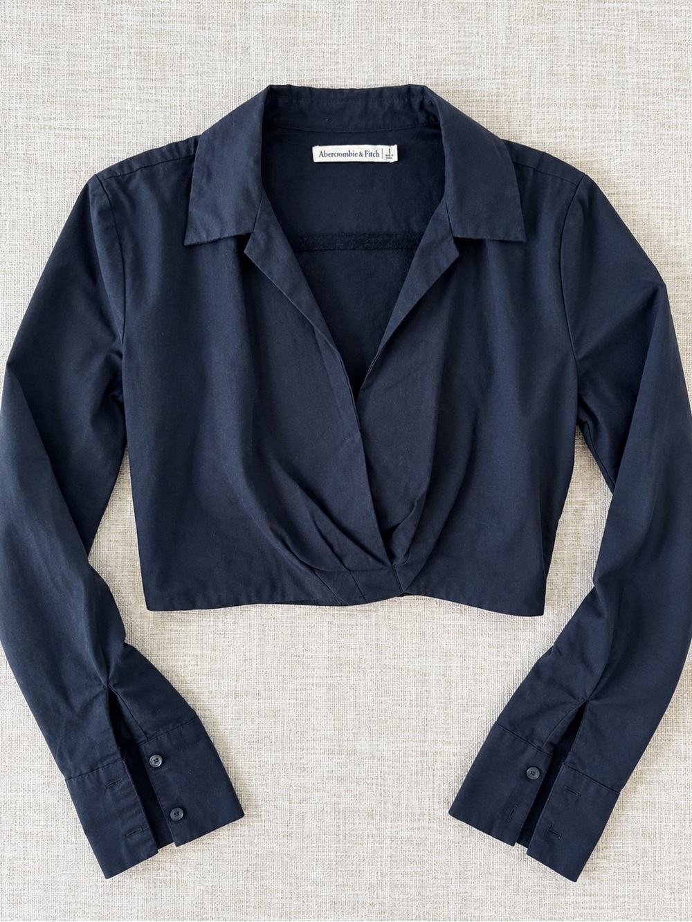 Abercrombie & Fitch Black Cropped Twist-Front Button Down